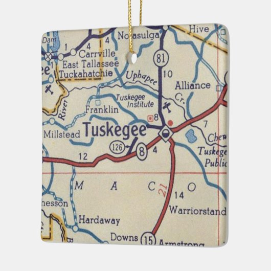 Tuskegee AL  Map Keramisch Ornament (Links)