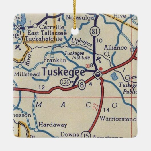 Tuskegee AL  Map Keramisch Ornament (Achterkant)
