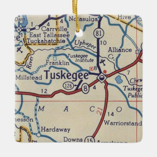 Tuskegee AL  Map Keramisch Ornament (Voorkant)