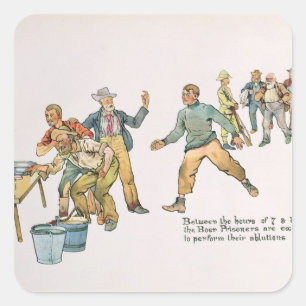 Tussen 7 en 8 uur vierkante sticker