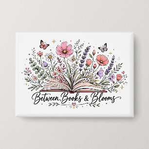 Tussen boeken en bloeiende boekenliefhebber lezer button