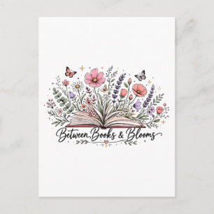 Tussen boeken en bloesems, boekenliefhebber lezer briefkaart
