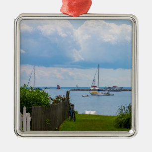 Tussen huizen metalen ornament