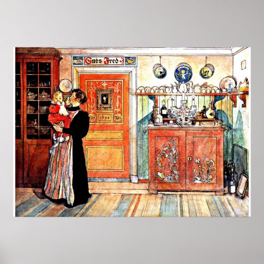Tussen Kerstmis en New Aco, Carl Larsson art Poster (Voorkant)