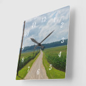 Tussen maïsvelden wandklok vierkante klok (Hoek)