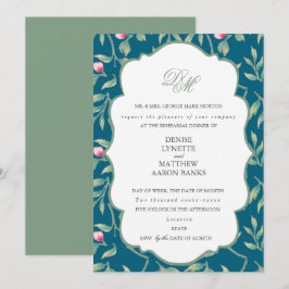 Tussen middernacht Teal en Basil Green Oefendiner Kaart