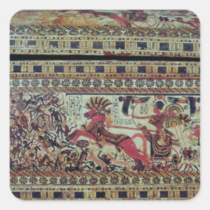 Tutankhamun over zijn chariot die Afrikanen aanval Vierkante Sticker