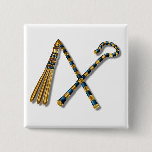 Tutankhamun’s Flail en Crook Vierkante Button 5,1 Cm