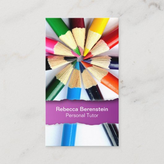 Tutor crayon couleur déchiré Carte de visite Fusch (Devant)