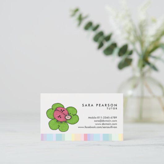 Tutor Cute Ladybug Carte de visite (Debout devant)
