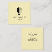 Tutor Light Bulb Idee Symbool Brain Cream Geel Vierkante Visitekaartje (Voorkant / Achterkant)