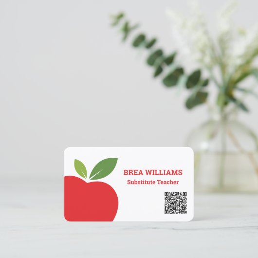 Tutor Substitute Teacher Aangepaste QR-code Visitekaartje (Staand voorkant)