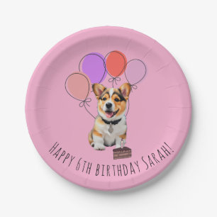 Tuttelende Roze Corgi Verjaardag Aanpasbaar Papieren Bordje