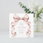 Tutteliger Coquette Roze Waterverf Strik Bruidsdou Kaart (Staand voorkant)