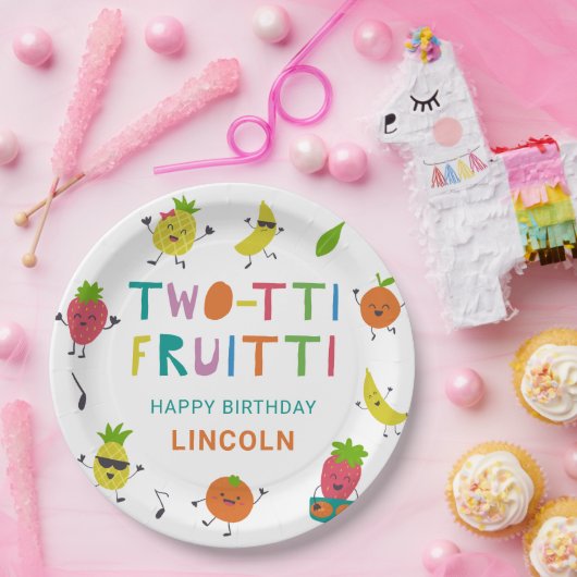 Tutti Fruitti Verjaardag Custom Schattigee vruchte Papieren Bordje (Feest)