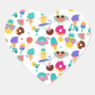 Tutti Fruitti Zomer Fruit Ijs Lekkernijen Feestje Hart Sticker