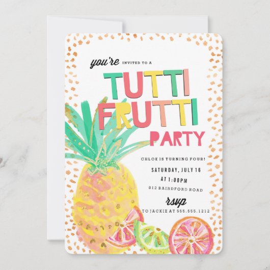 TUTTI FRUTTI anineapple verjaardagsuitnodiging Kaart (Voorkant)