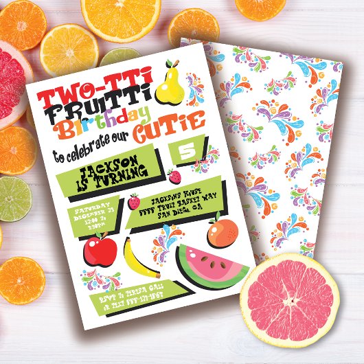 Tutti Frutti Anniversaire Fête Invitation