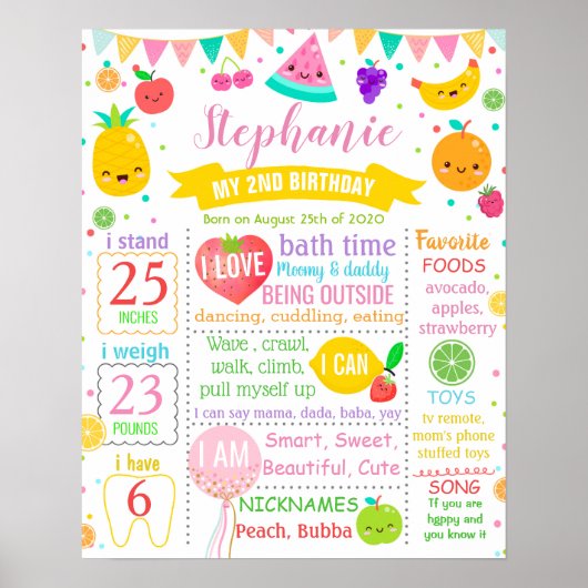 Tutti Frutti Birthday Milestone-teken Poster (Voorkant)
