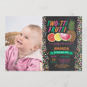 Tutti Frutti Birthday Party Invitation 2nd Bday Kaart