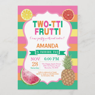 Tutti Frutti Birthday Party Invitation 2nd Bday Kaart