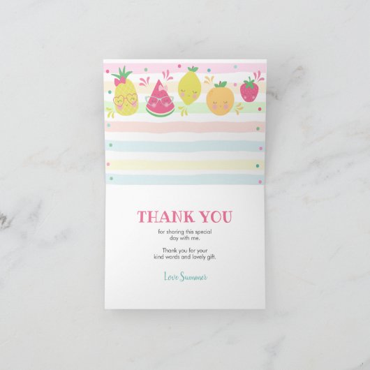 Tutti Frutti Carte de remerciements sucré un Merci (Intérieur)