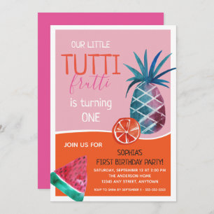 Tutti Frutti Eerste Verjaardagsfeest Kaart