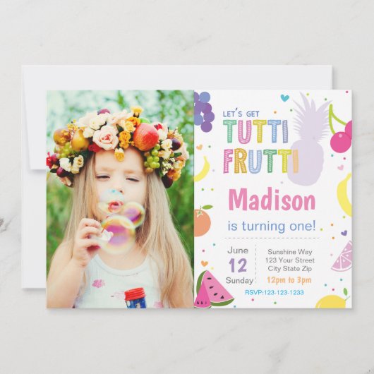 Tutti Frutti Invitation de fête d'anniversaire (Devant)