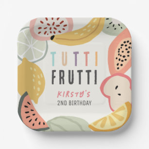 Tutti Frutti Kleurrijke Fruit 2e Verjaardag Papieren Bordje