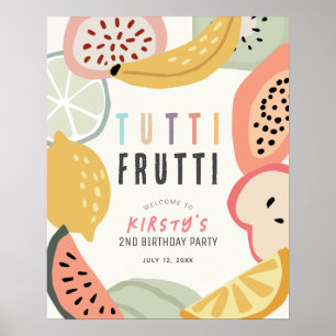 Tutti Frutti Kleurrijke Fruit 2e Verjaardag Welkom Poster
