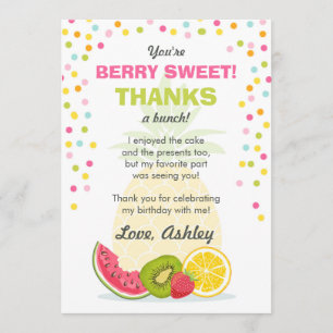 Tutti Frutti Party Fruit Verjaardag Dank u kaart