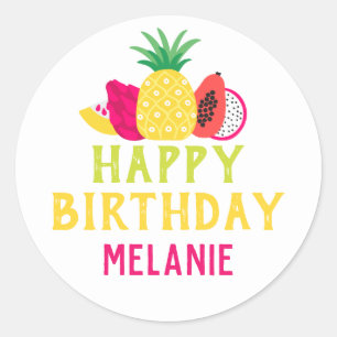 Tutti Frutti Tropisch fruit Verjaardagsfeest Ronde Sticker