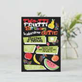 Tutti Frutti uitnodiging voor verjaardagsfeestje (Staand voorkant)
