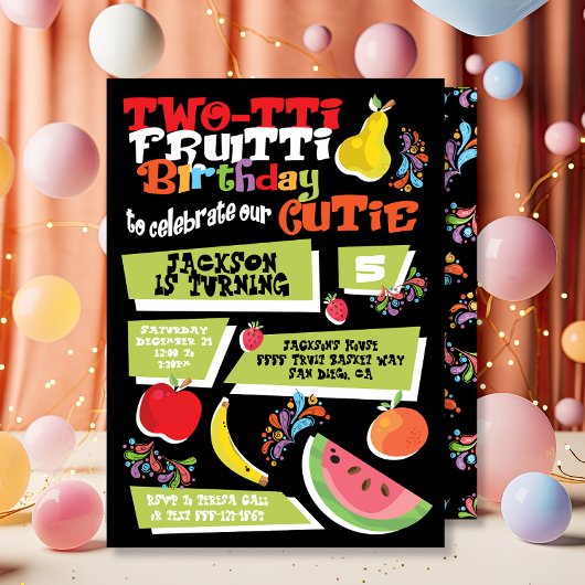 Tutti Frutti uitnodiging voor verjaardagsfeestje