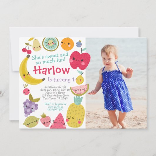 Tuttifrutti Birthday Invitation (Devant)