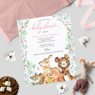 Tuttige bos-babyshower budget uitnodiging