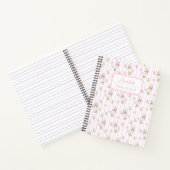 Tuttige Cute Coquette Gans met Roze Strik Monogram Notitieboek (Binnen)