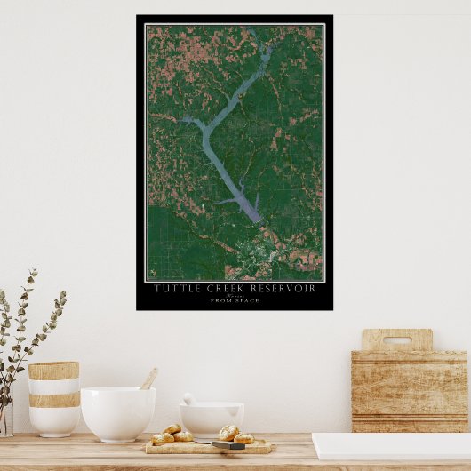 Tuttle Creek Reservoir Kansas Satellite Poster Map (Keuken)