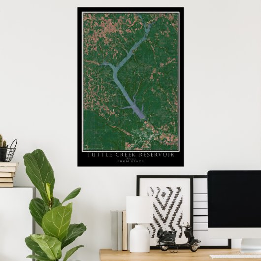 Tuttle Creek Reservoir Kansas Satellite Poster Map (Thuiskantoor)