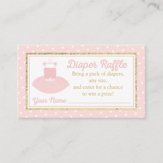 Tutu Baby shower Luier Raffle Ticket - Roze Goud Informatiekaartje (Voorkant)