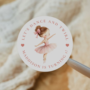 Tutu Ballerina Ballet Danser Meisje Verjaardag Ronde Sticker