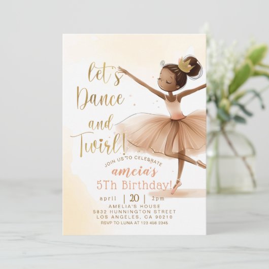 Tutu Ballerina Balletdanseres Meisje Verjaardag In Kaart (Staand voorkant)