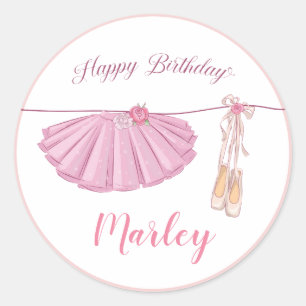 Tutu Ballerina Dans Happy Birthday Feestje Ronde Sticker