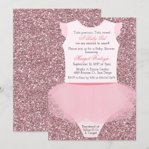 Tutu Ballerina Glitter Uitnodiging voor Baby Showe