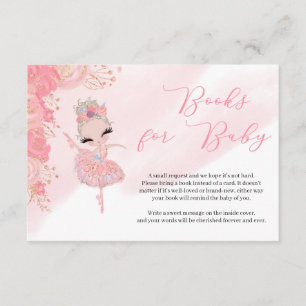 Tutu ballerina roos Gold Baby shower Informatiekaartje