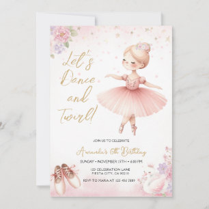 Tutu Ballerina Roze Bloem Ballet Meisje Verjaardag Kaart