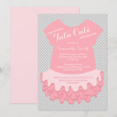 Tutu Cute Baby shower Invitation rose et gris (Devant / Derrière)