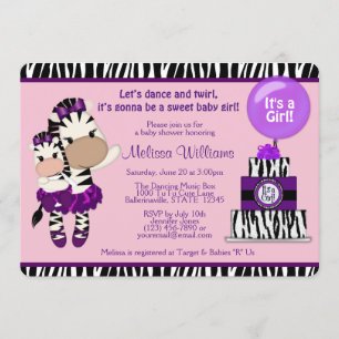 TuTu Cute Baby shower ZEBRA Lavendar Paars 085 Kaart