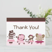 Tutu Cute/Ballerina Animals Bedankkaart (Staand voorkant)