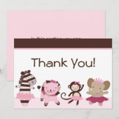 Tutu Cute/Ballerina Animaux Merci Cartes (Devant / Derrière)